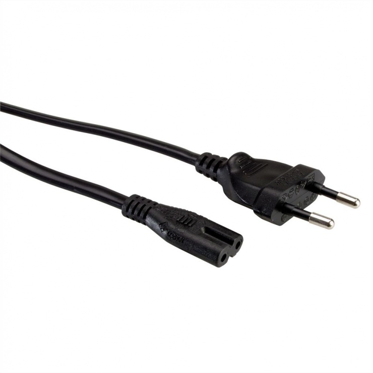 Cablu alimentare Euro la IEC C7 (casetofon) 2 pini 1m, Value 19.99.2089 conectica.ro
